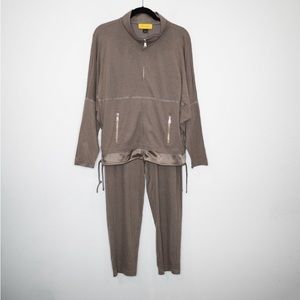 St. John Brown Two Piece Set Sweatsuit Pantsuit Co-Ord Athleisure Old Money